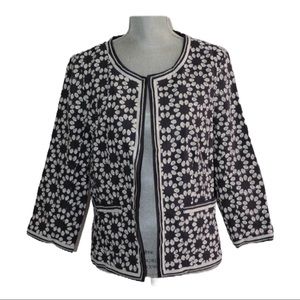 TravelSmith Black and White Floral Blazer